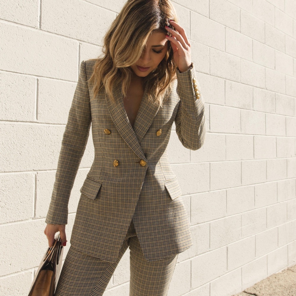 A.L.C. Plaid Blazer in Brown and Tan